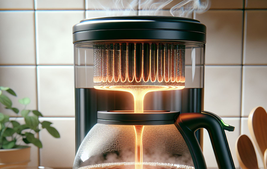 Flow through Heater Coffee Brewing